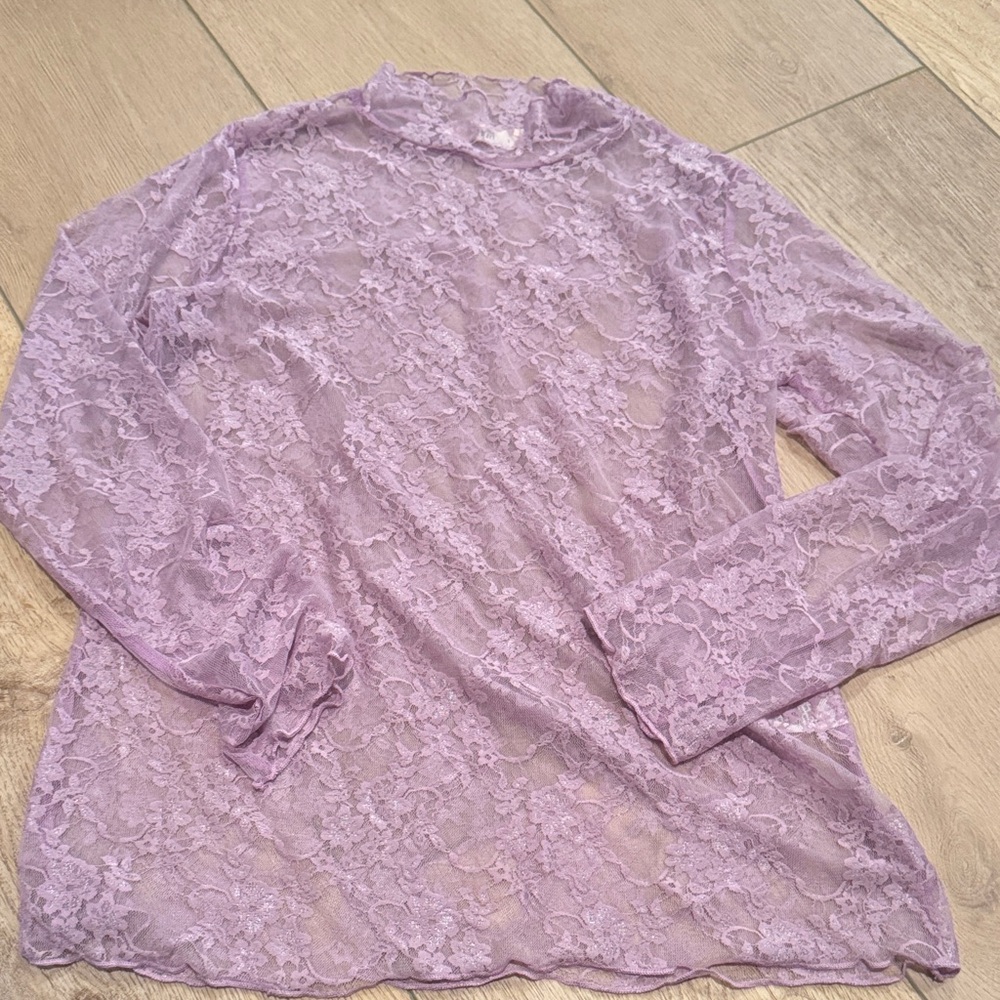 Lilac Lace Long Sleeve Blouse
